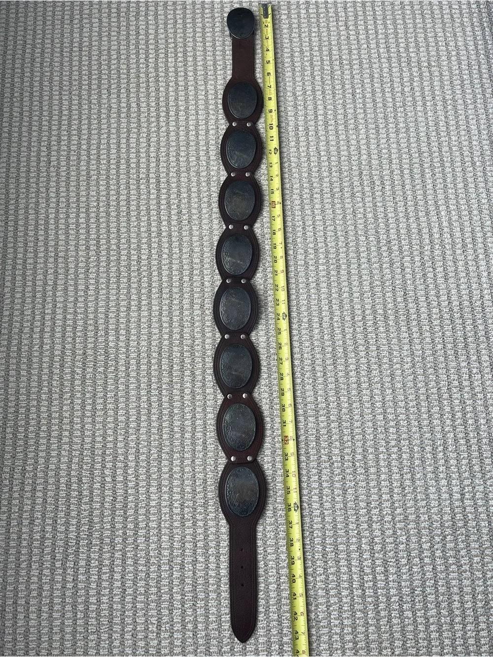 Vintage Sandy Duftler Designs Brown Leather Statement Belt